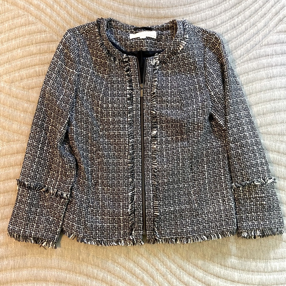 Emerson tweed blazer with zipper